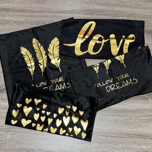 4-pc Black and Gold Decorative Pillow Covers for 18x18 pillows